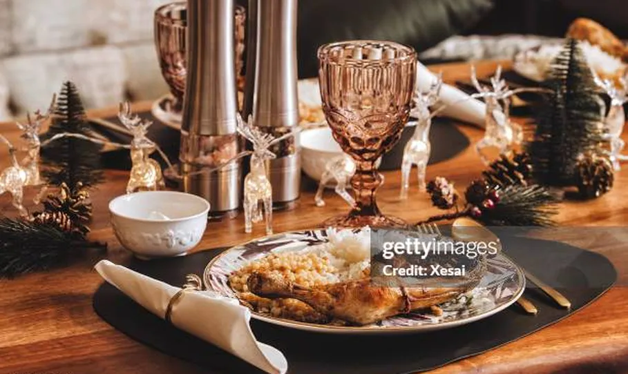 Rustic family dinner table